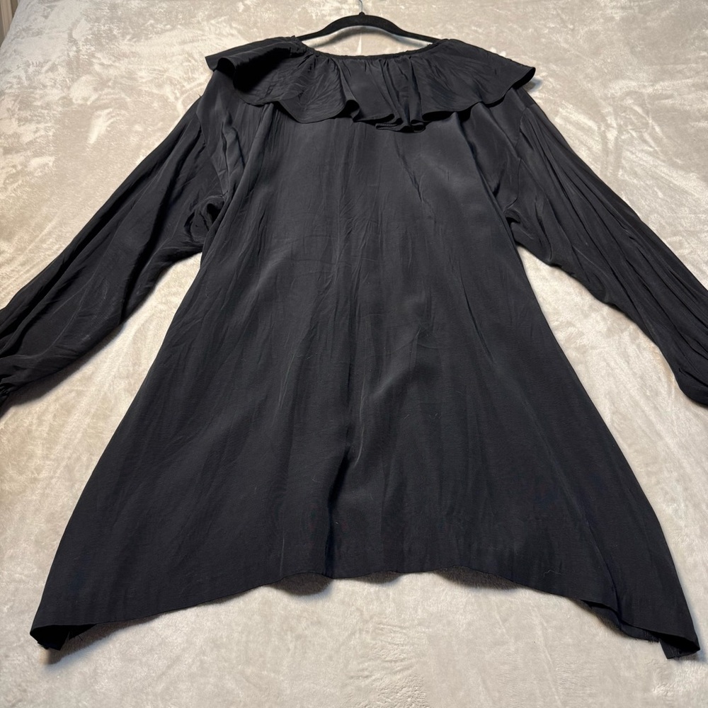Vintage Aries Woman Black Rayon Romantic Gothic Tunic Mini Dress - Picture 5 of 11